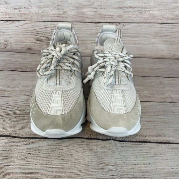 Versace Chain Reaction Mens Sneakers Sz 40 (US 7) White Mesh Rubber Suede - Picture 3 of 16